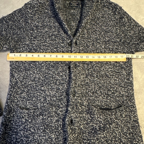 Abercrombie & Fitch Shawl Collar Knit Cardigan Men's Large Blue Grandpa Sweater - Picture 3 of 6